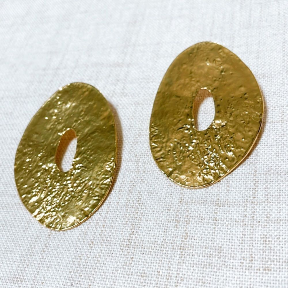 Oversized geo gold earrings N154 - Picture 4 of 5